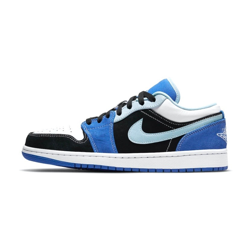 Air Jordan 1 Low Sneakers - Racer Blue, Black, Light Blue & White Colorway - Men's Basketball Shoes for Casual Wear & Street Style