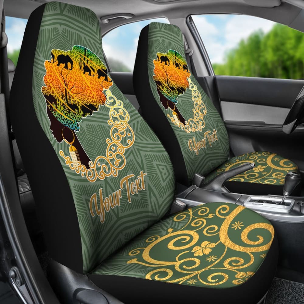 Premium African Print Car Seat Covers with Traditional Turban Design - Stylish & Durable for SUVs, Sedans & Trucks - Perfect for Cultural Events, Road Trips & Daily Commute