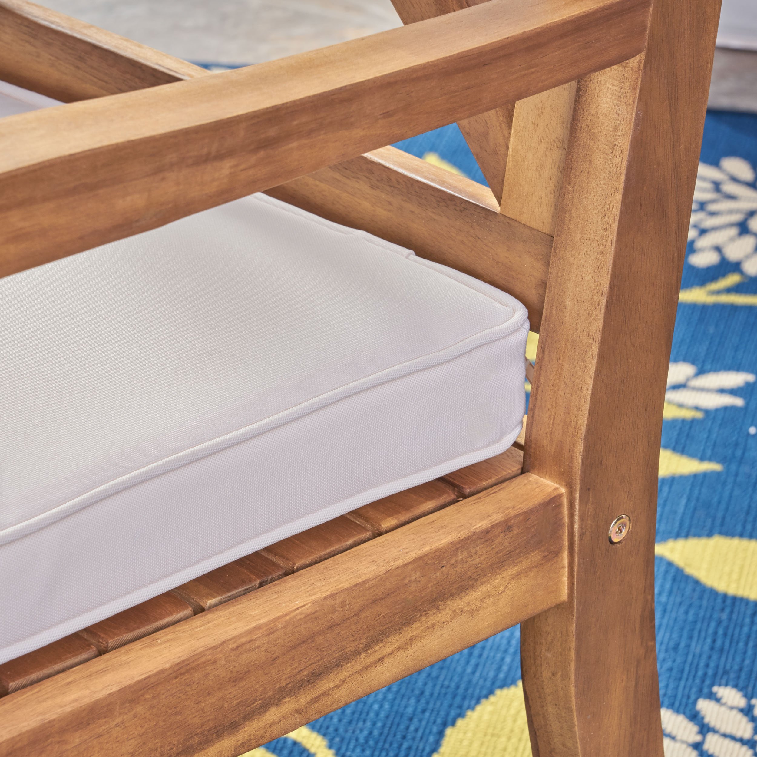 Christopher Knight Home Peter Outdoor Acacia Wood Dining Chairs - Set of 2 with Teak/Cream Cushions | Patio, Garden, Poolside & Restaurant Seating Furniture