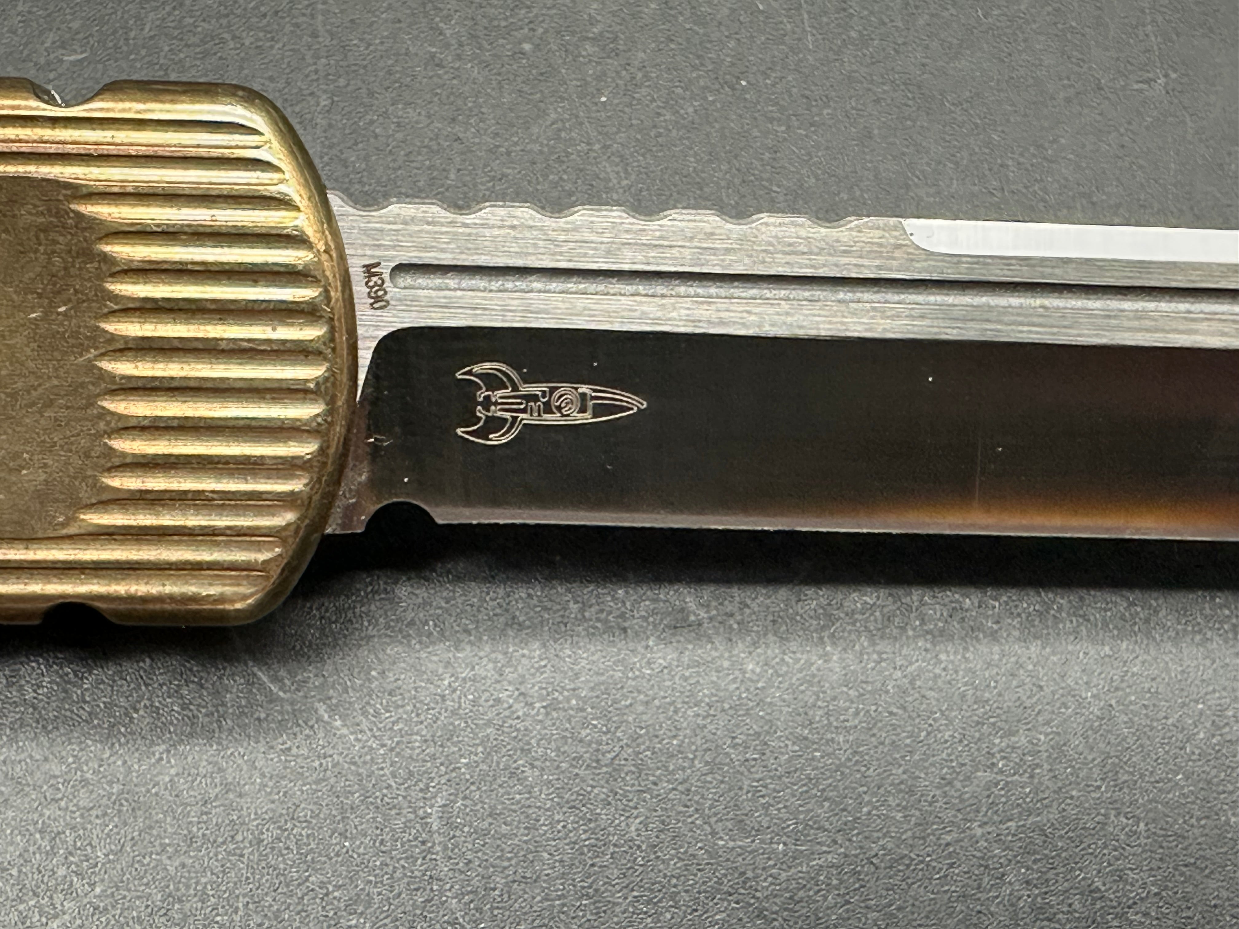 D Rocket Design Zulu Aluminum Bronze Top Satin M390 OTF Automatic Knife - EDC Pocket Knife for Outdoor, Camping & Tactical Use