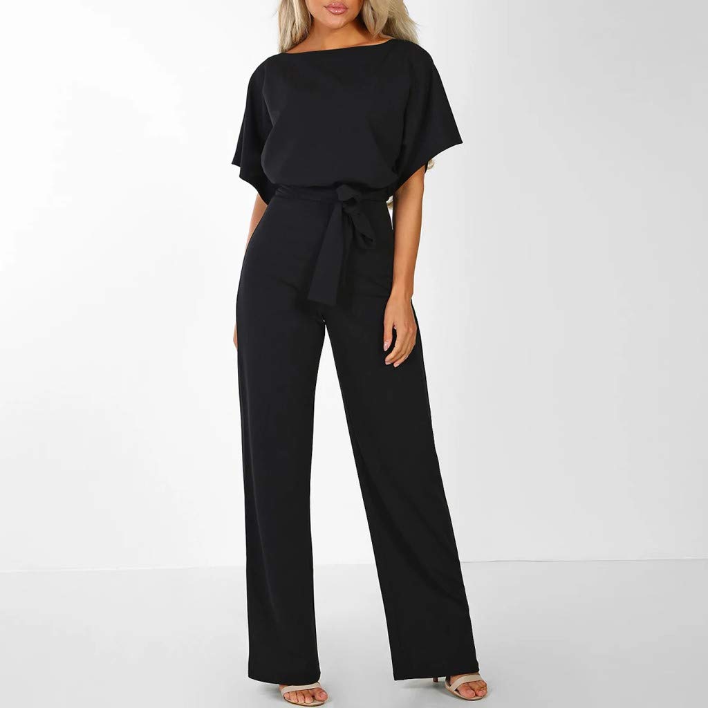 Women's Summer Romper with Sleeves & Long Pants - Casual Sleeveless Wide Leg Jumpsuit | Perfect for Beach Vacations, Outdoor Activities & Fashion Streetwear
