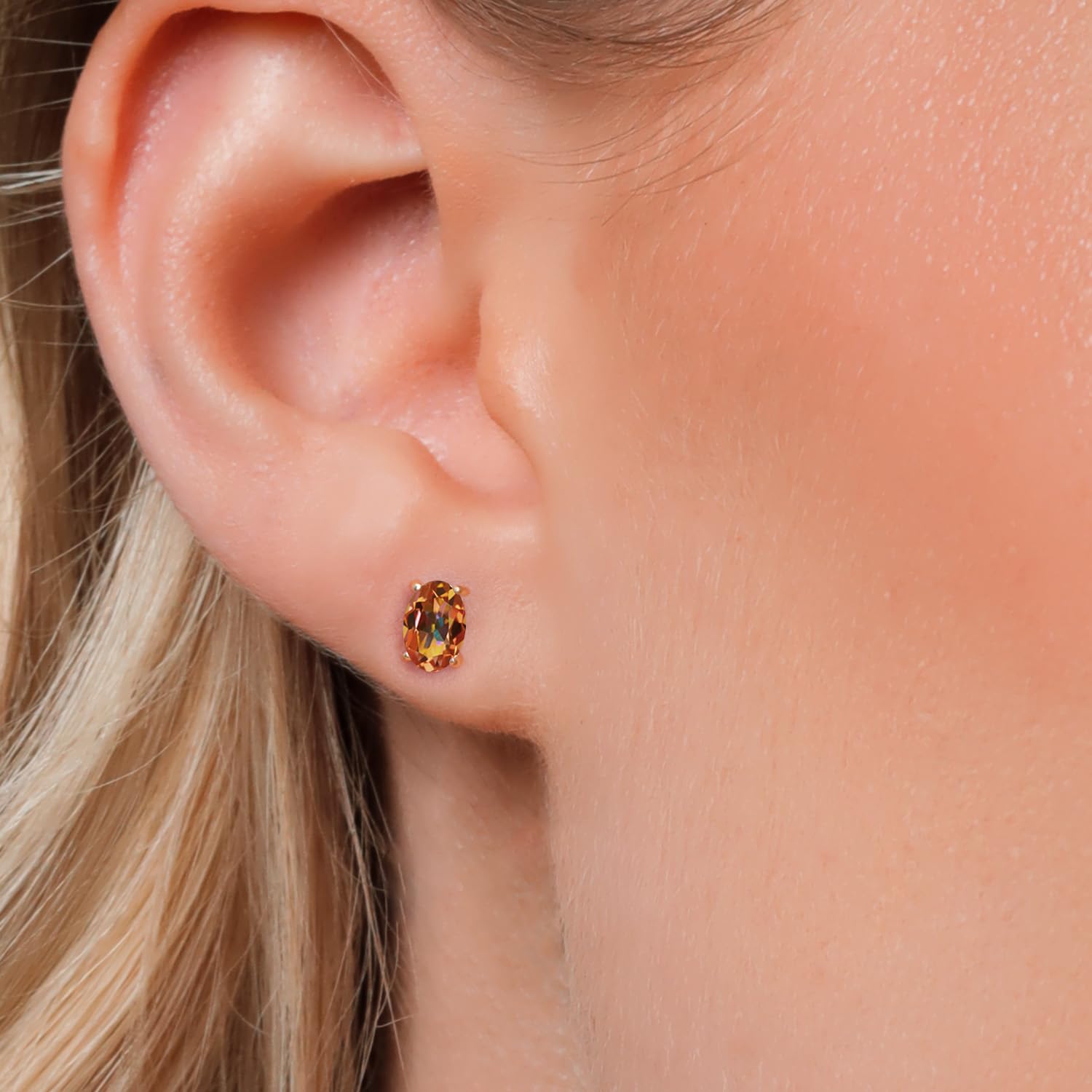14K Gold Oval Gemstone Stud Earrings for Women & Men | 6x4mm Birthstone Jewelry | Fine Gifts for Her, Mom, Wife | Anniversary, Birthday, Valentine's Day Present