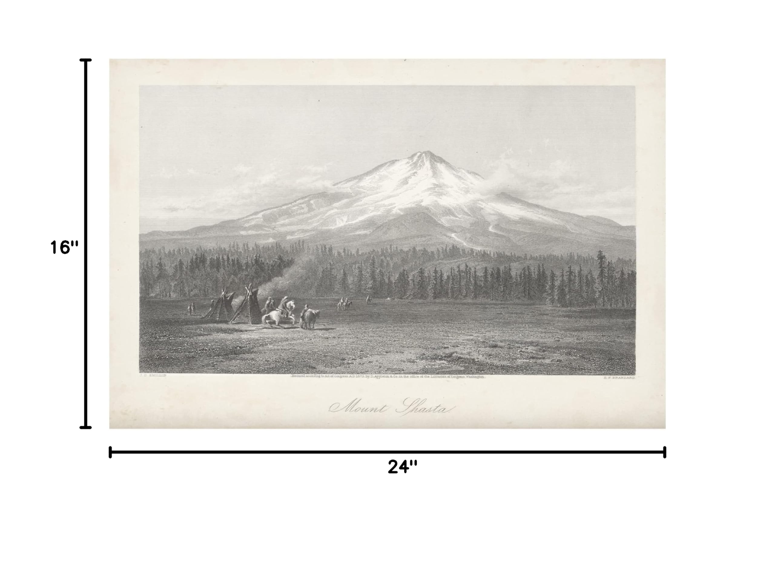 Mount Shasta Landscape Canvas Wall Art Print by William Cullen Bryant - Nature Inspired Home Decor for Living Room, Bedroom & Office