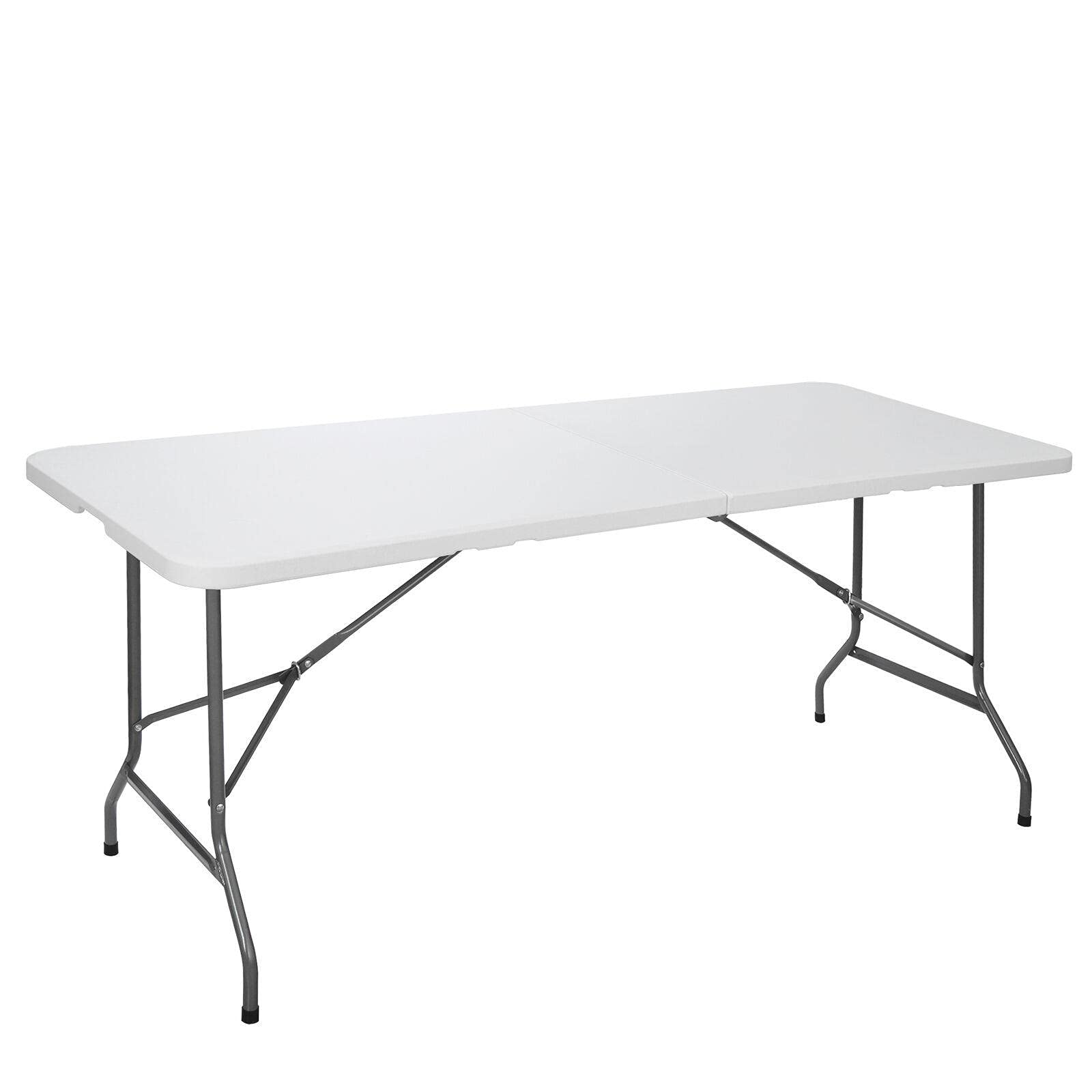 6' Portable Folding Table - White Fabric Desk for Home & Outdoor Use