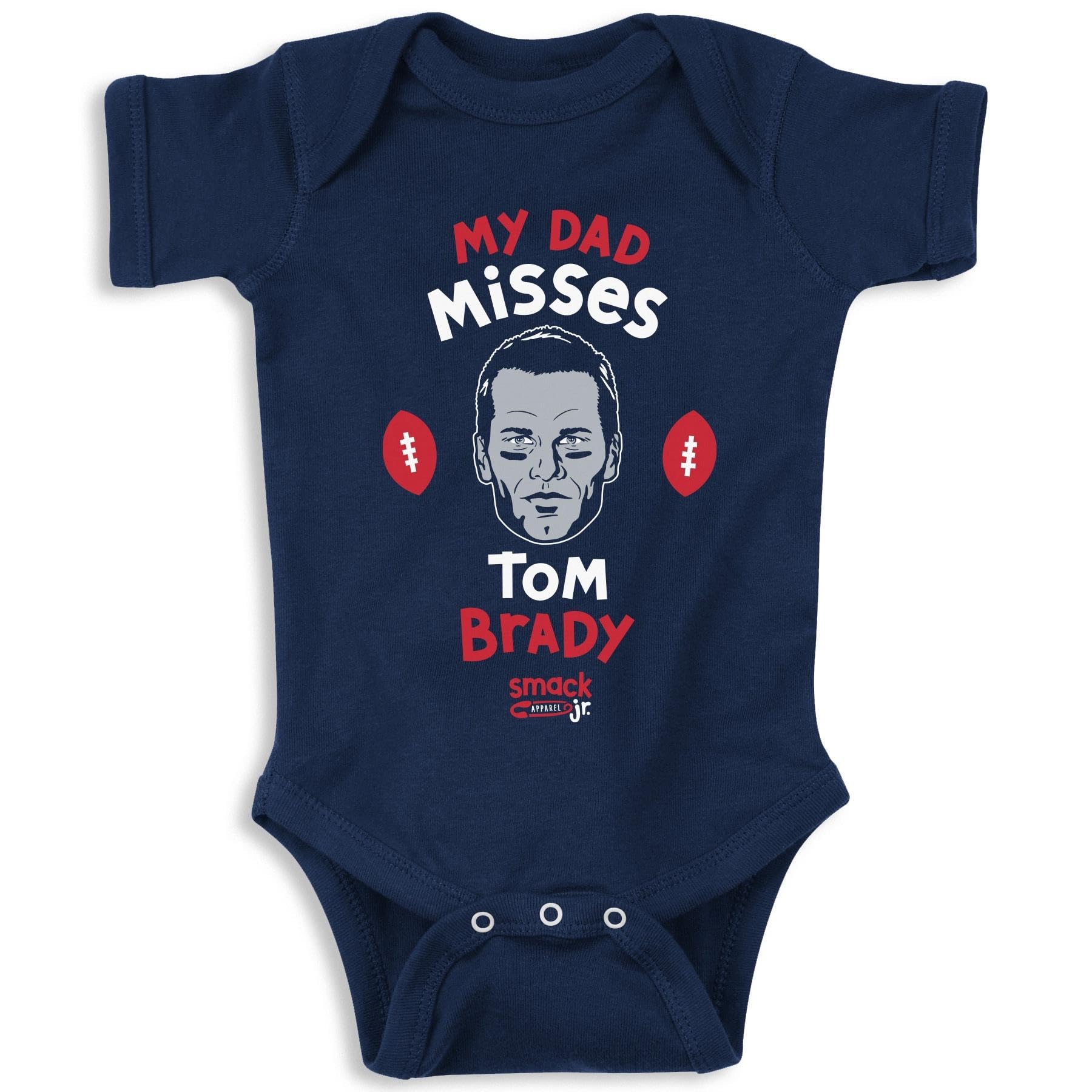 My Dad Misses Tom Brady Baby Onesie - New England Patriots Football Fan Outfit for Infants (NB-7T) - Perfect for Game Day, Family Photos & Patriots Pride