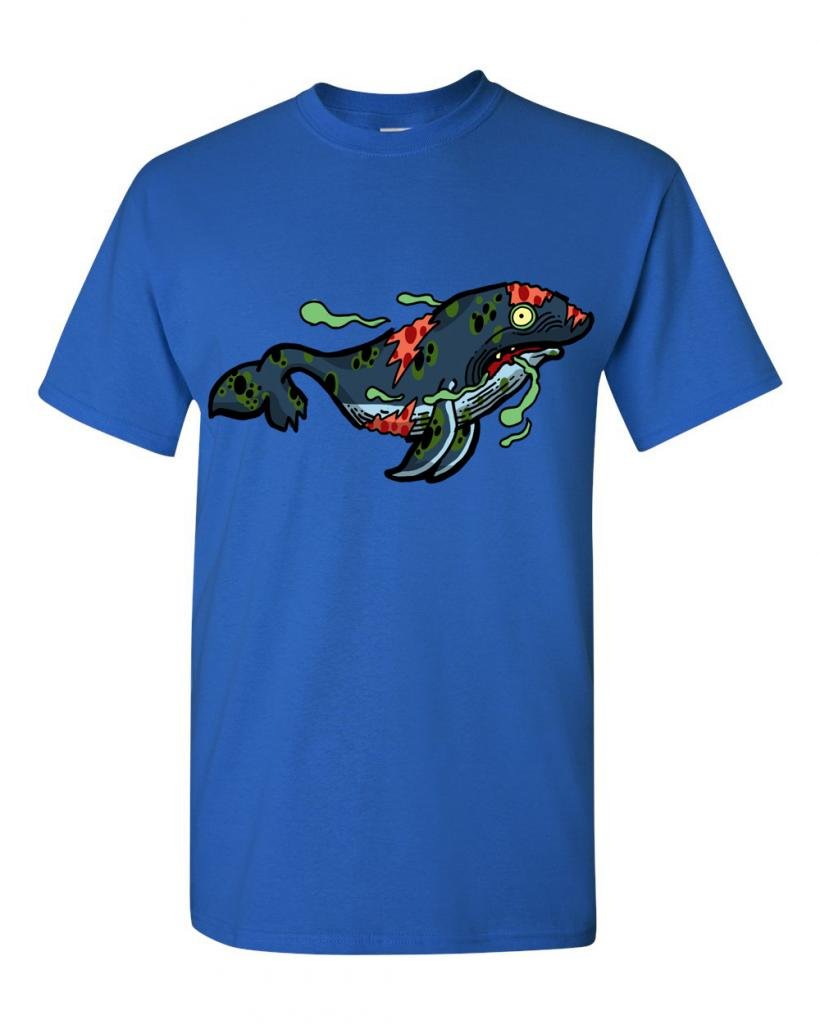 Zombie Whale Undead Animals Graphic T-Shirt for Men & Women - Cool Horror Theme Cotton Tee for Halloween, Cosplay & Casual Wear