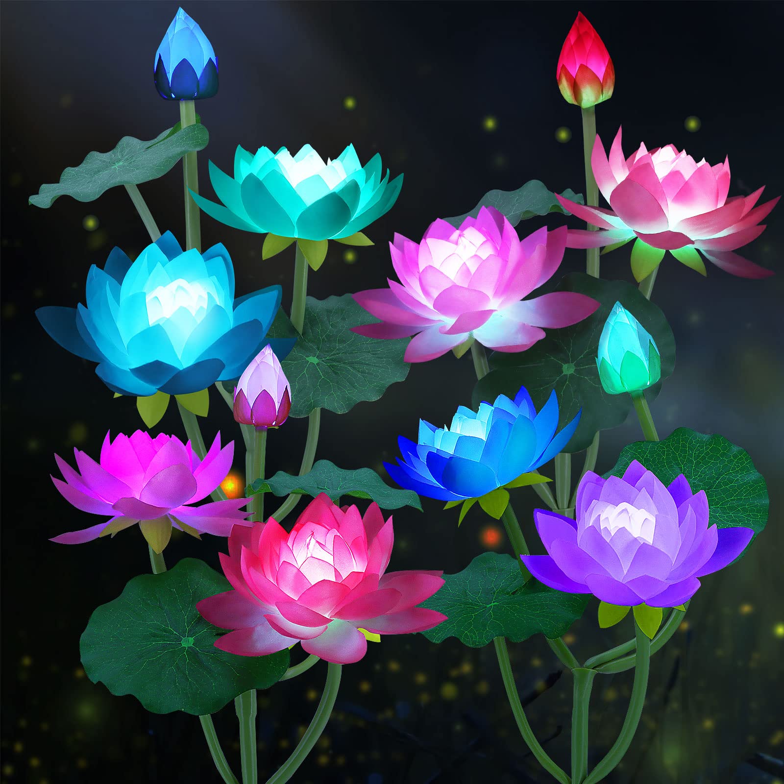 4 Pack Solar Garden Lights - Upgraded 7 Color Changing Solar Lotus Flower Lights, Waterproof Outdoor Solar Lights for Patio, Yard, Garden Decor (Pink & White) | Perfect for Pathway Lighting, Landscape Accents & Evening Ambiance
