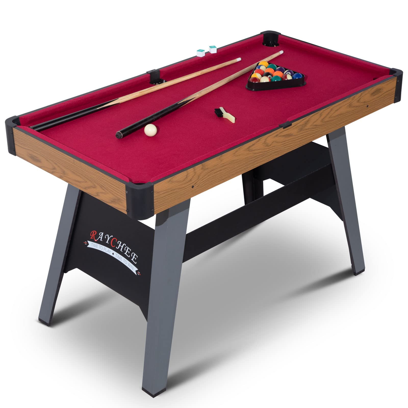Portable 4ft Billiards Table for Kids & Adults - Indoor Pool Table Set with 2 Cue Sticks, 16 Balls, Triangle, Chalk & Brush - Perfect for Family Game Rooms, Playrooms & Home Entertainment