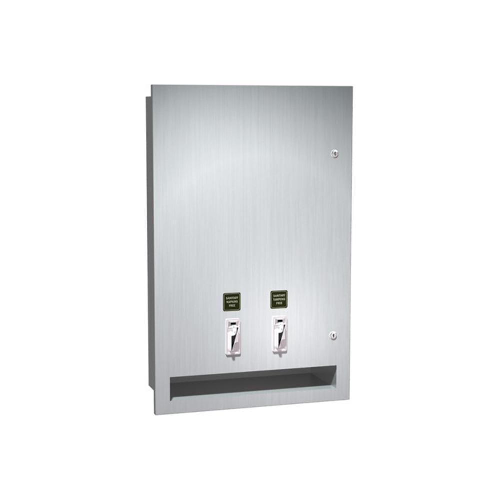 ASI 04684 Recessed Sanitary Napkin & Tampon Dispenser - Satin Finish | Ideal for Women's Restrooms, Offices & Public Spaces