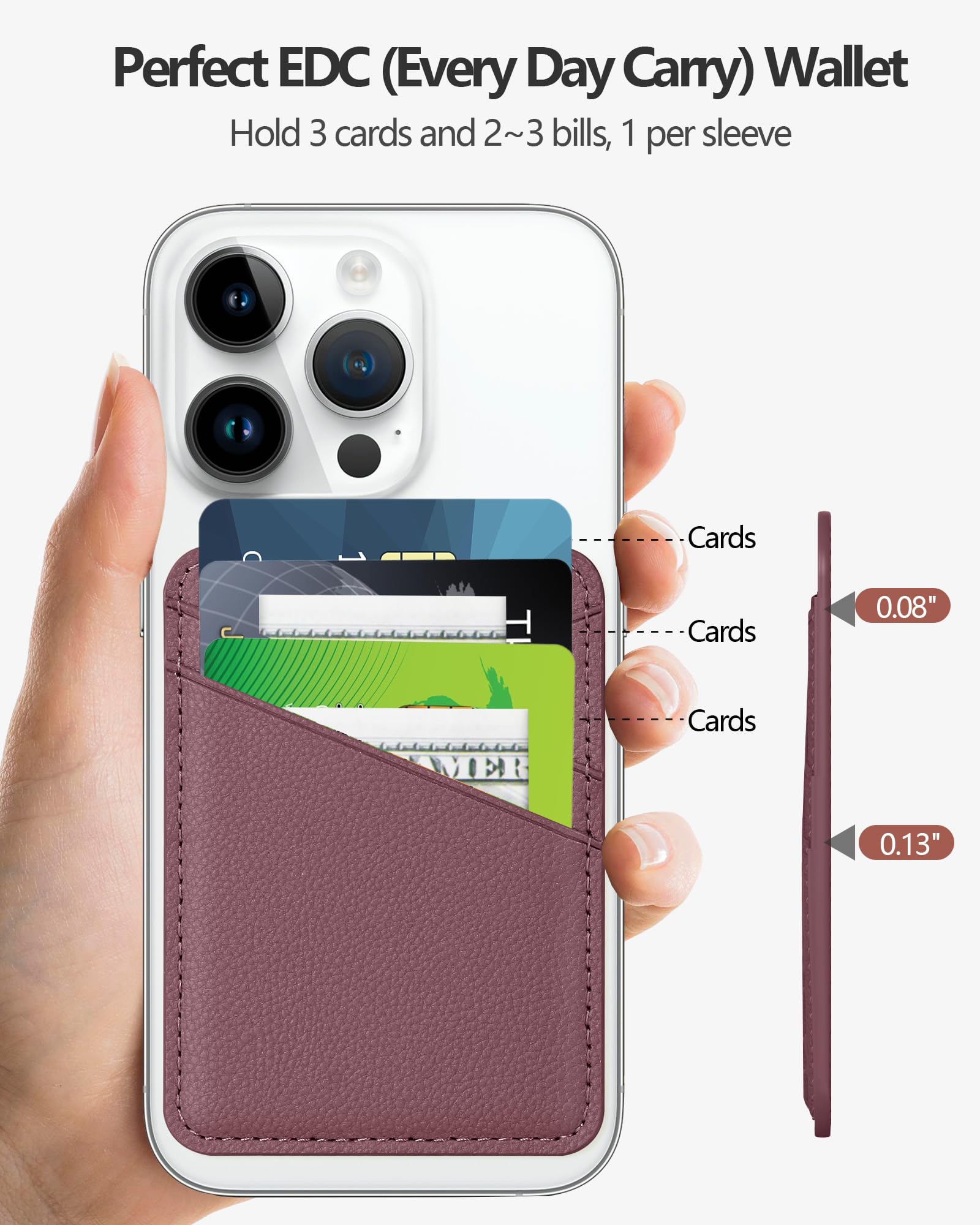 Miroddi 2-Pack Leather Phone Wallet Card Holder - Adhesive Stick-On Credit Card Pocket for iPhone & Android Phone Cases | Slim & Secure for Everyday Use, Travel, and Business