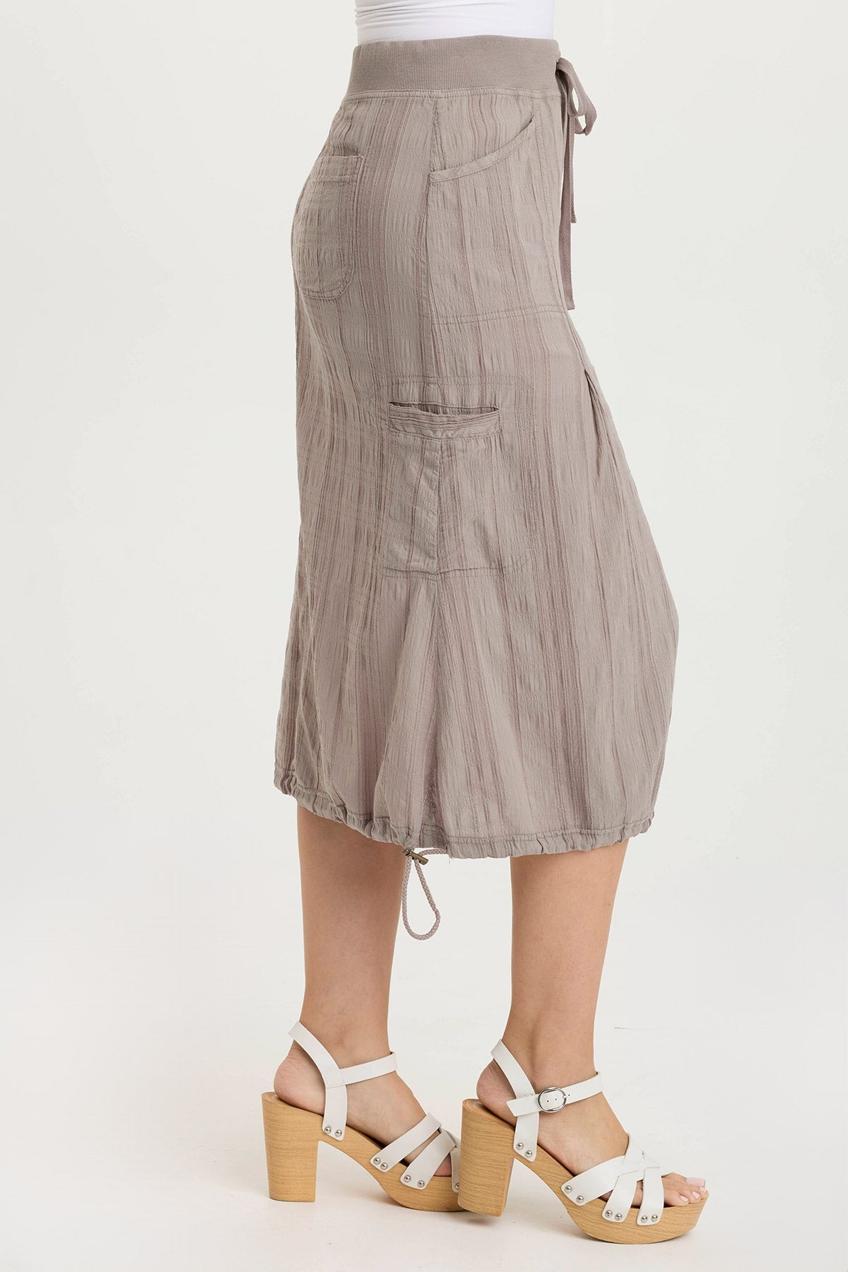 Aracelle Textured Gauze Cargo Bubble Hem Skirt - Women's Boho Chic Casual Skirt for Summer, Beach, and Festival Outfits