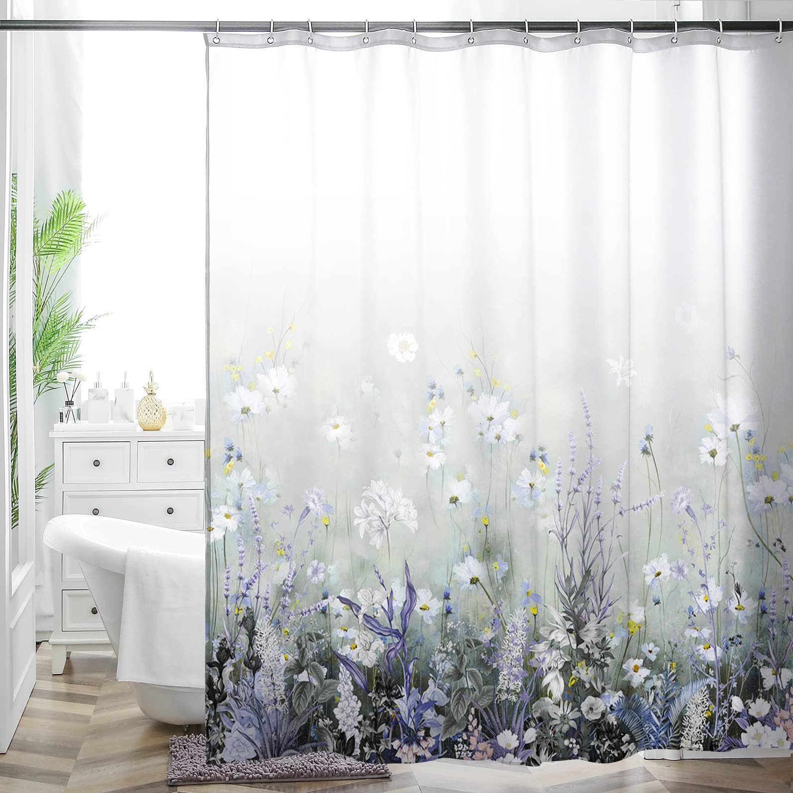 Bohemian Flower Bathroom Shower Curtain - 72