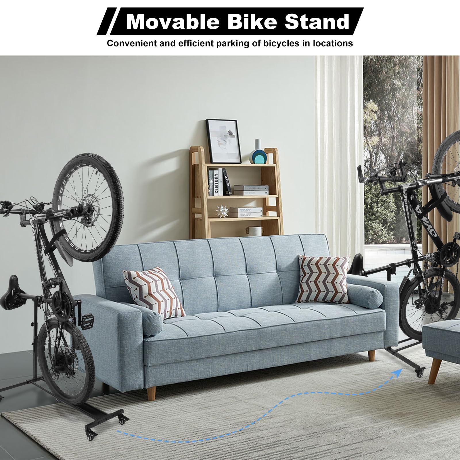 Vertical Bike Stand for Garage & Home Storage - Adjustable Height Upright Bike Rack for MTB, Hybrid & Road Bikes (Fits 29