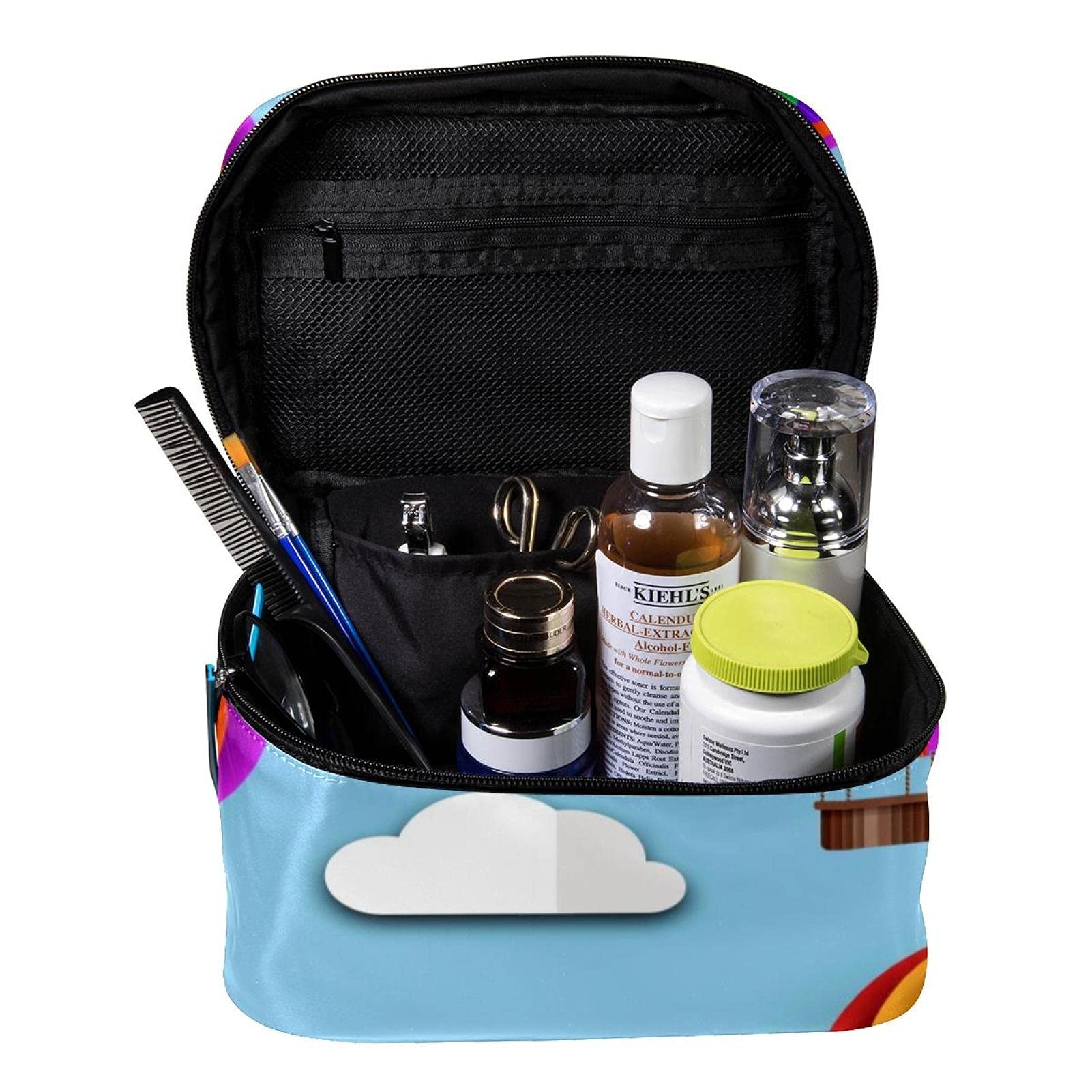 Hot Air Balloon Pattern Large Travel Makeup Bag - Waterproof Cosmetic Organizer Case with Zipper for Women & Girls | Perfect for Vacation, Gym, and Daily Use