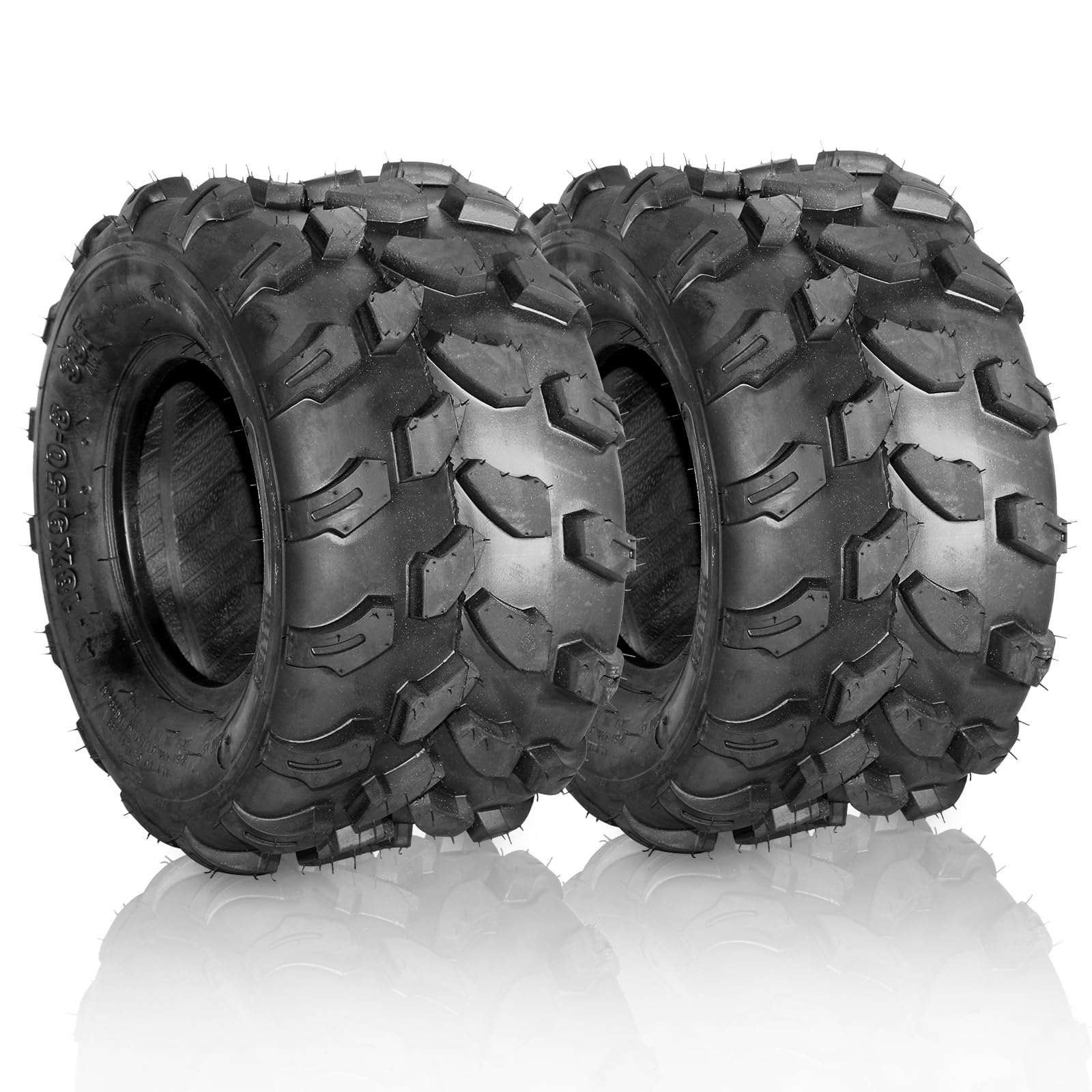 Set of 2 18x9.5-8 All-Terrain ATV/UTV Sport Tires - Tubeless 4PR for Rear Left & Right - Perfect for Off-Roading, Mudding & Trail Riding