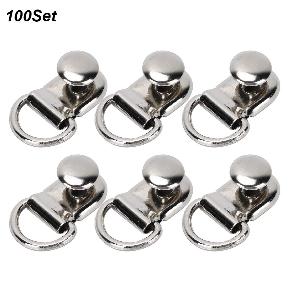100 Sets Brass Shoe Boot Lace Hooks with Rivets - D-Ring Eyelet Buckles for Boots & Shoes - Perfect for Outdoor Hiking, Work Boots, and Fashion Footwear Accessories