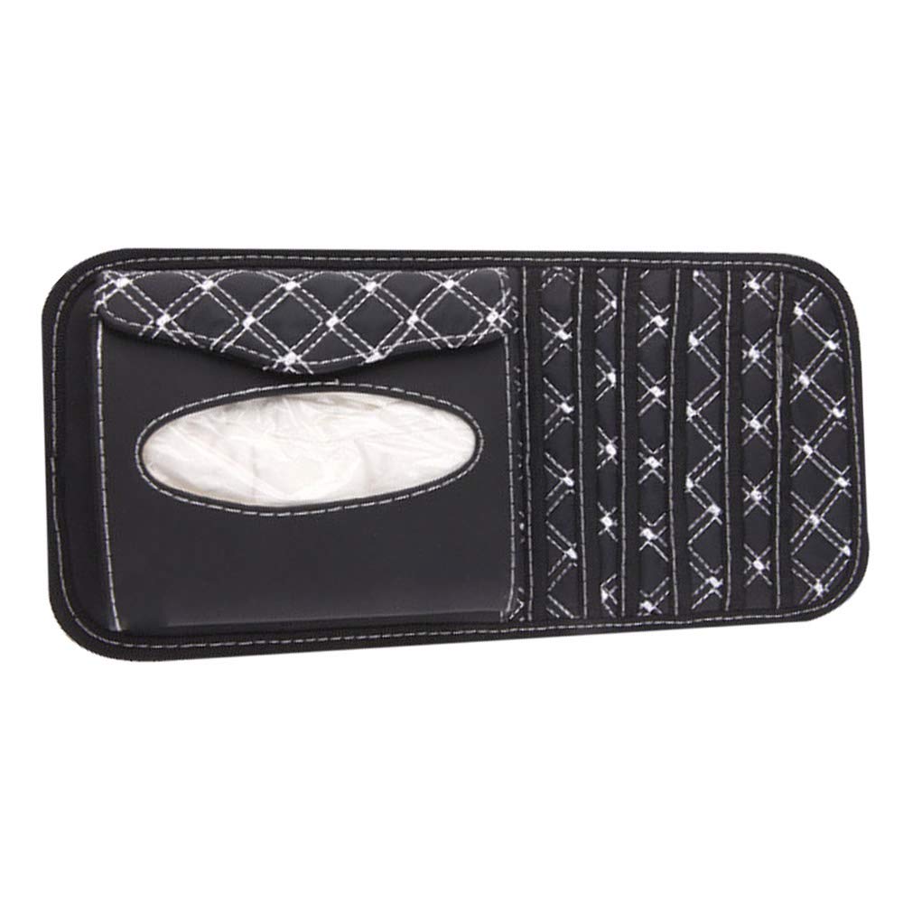 Car Sun Visor Organizer - White CD Holder & Napkin Storage Case with Tissue Dispenser | Perfect for Road Trips, Commuting & Vehicle Organization