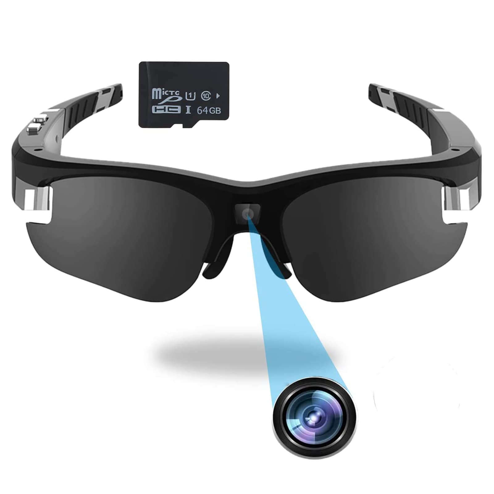 4K HD Video Recording Camera Glasses - 1080P Smart Sunglasses with 64GB Storage, Rechargeable for Outdoor Sports | Perfect for Motorcycling, Cycling, Driving, Hiking, Fishing, Travel & Hunting | Capture Hands-Free Adventures