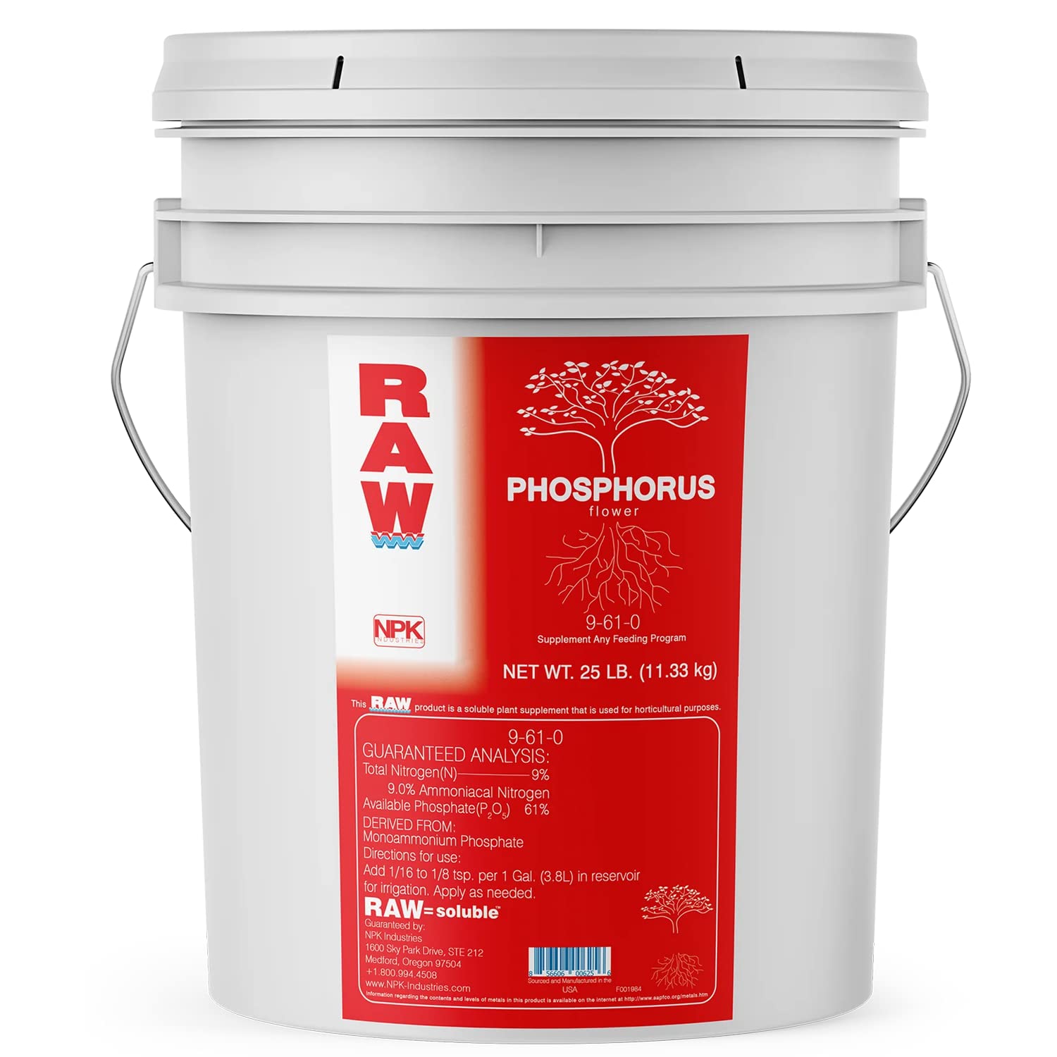 RAW Phosphorus 25lb - Premium Plant Nutrient Booster for Enhanced Flowering & Root Growth - Ideal for Indoor Gardening, Outdoor Plants & Hydroponic Systems - Perfect for Bloom Boost & Strong Root Development