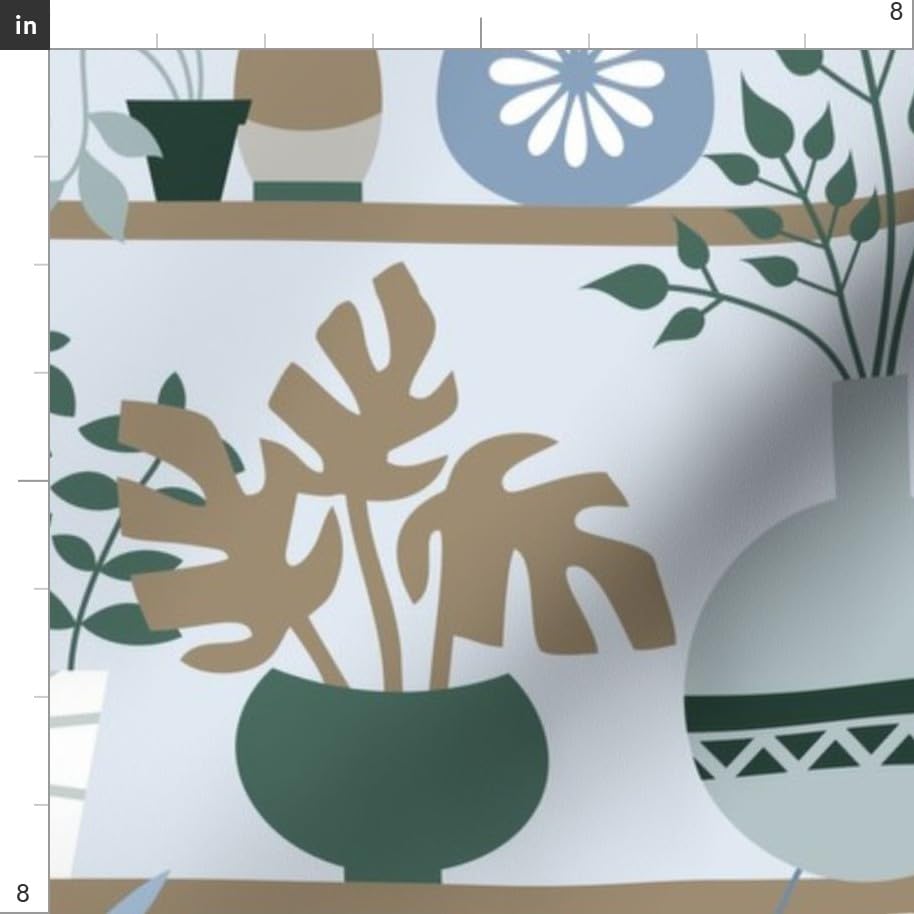 Premium Spoonflower Fabric - Botanical Cactus & Leaf Print Satin Fabric by The Yard for Sewing, Apparel, Blankets & Home Decor | Perfect for DIY Fashion, Curtains & Pillow Covers