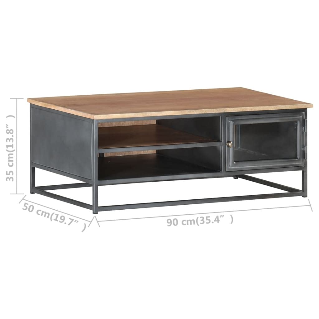 Modern Acacia Wood Coffee Table with Storage - 35.4