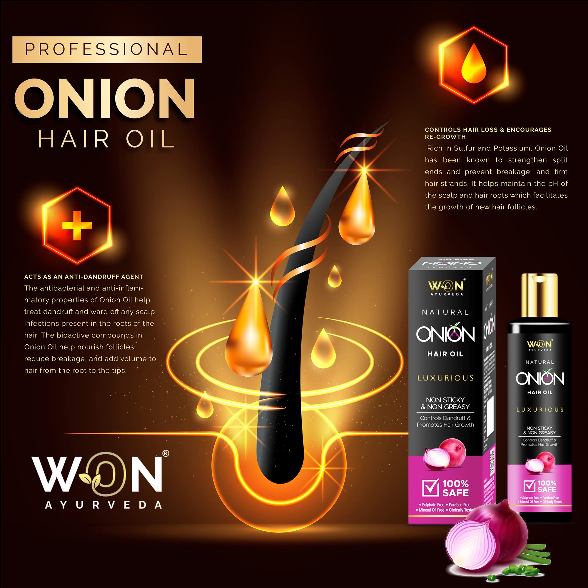 WON AYURVEDA Hair Oil & Conditioner Set - 4 Pack for Dry, Damaged Hair - Natural Ayurvedic Treatment for Hair Growth & Repair - Perfect for Daily Use & Scalp Massage