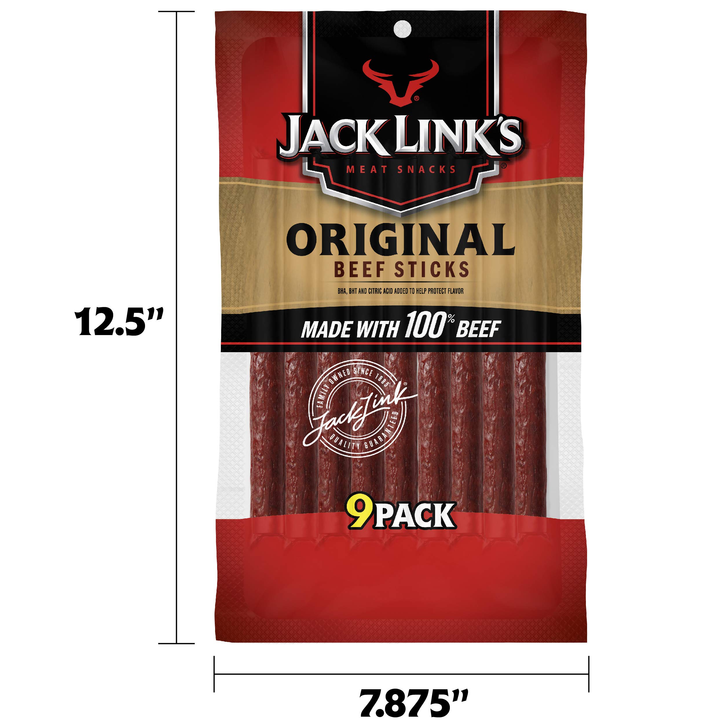 Jack Link's Original Beef Jerky Sticks - High Protein Meat Snacks, 27 Count (3 Pack of 7.2 oz Bags) - 4g Protein per Serving - Perfect for Hiking, Camping & On-the-Go Snacking