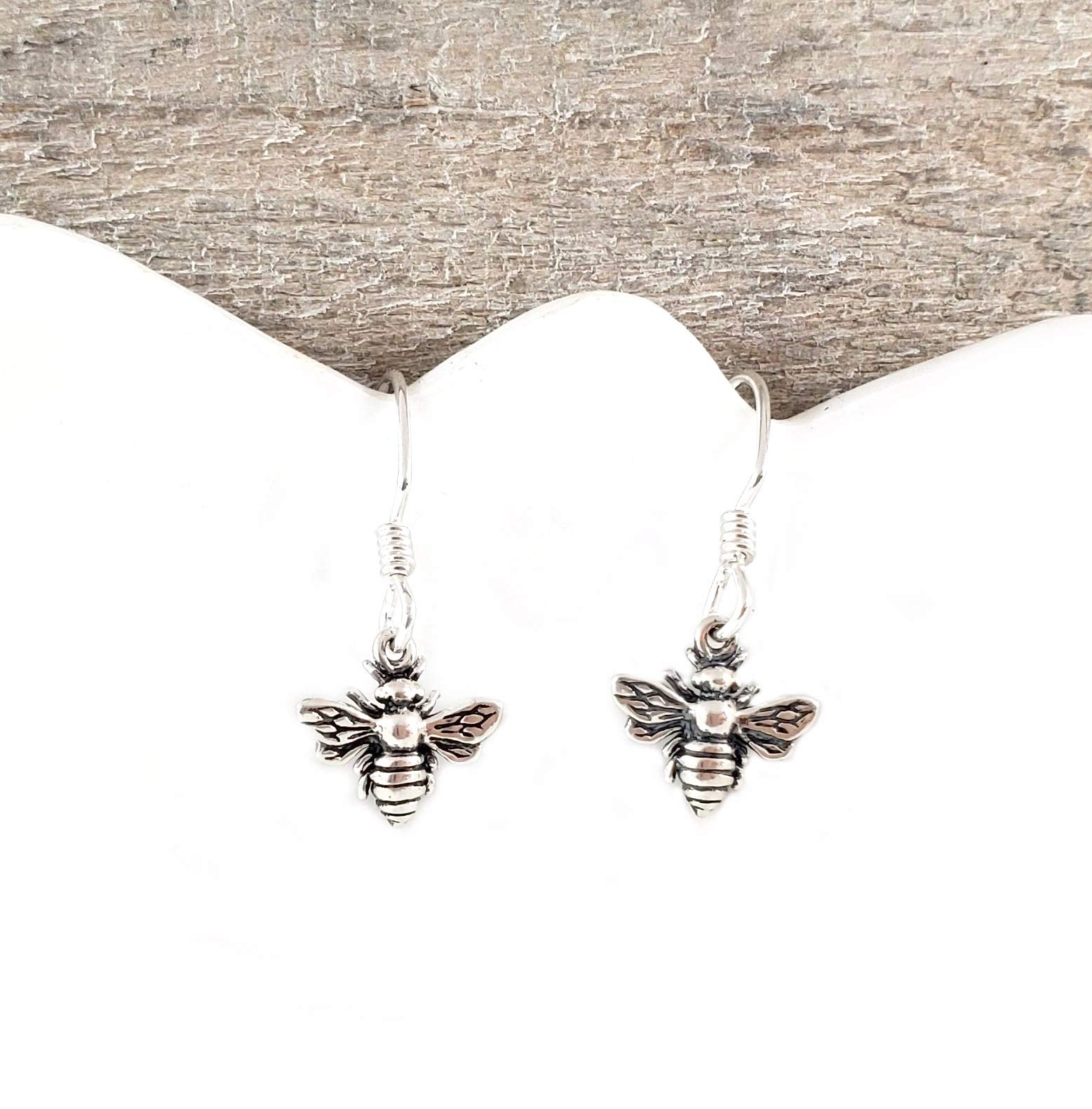 3D Bumblebee Sterling Silver Earrings - Handmade Jewelry Gift for Her - Perfect for Nature Lovers