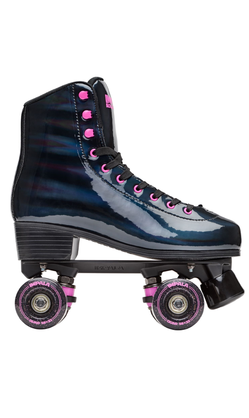 Impala Black Holographic Roller Skates for Women & Men - Outdoor & Indoor Quad Skates for Rink, Park, Street Skating & Roller Derby