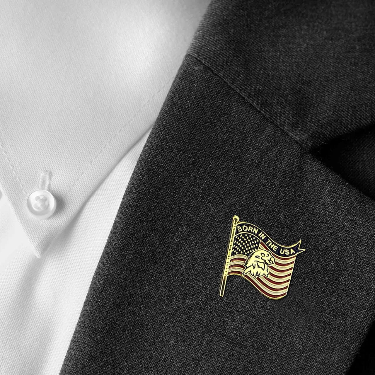 USA Flag Lapel Pin with Eagle Design - Patriotic American Accessory for Suits, Hats & Bags - Perfect for Veterans Day, 4th of July & Political Events