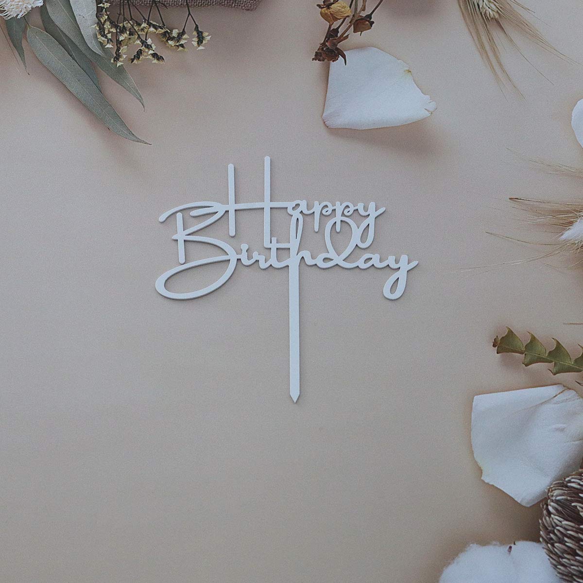 Elegant Off-White Acrylic Happy Birthday Cake Topper - Perfect for Birthday Party Decorations, Wedding Anniversaries & Special Celebrations