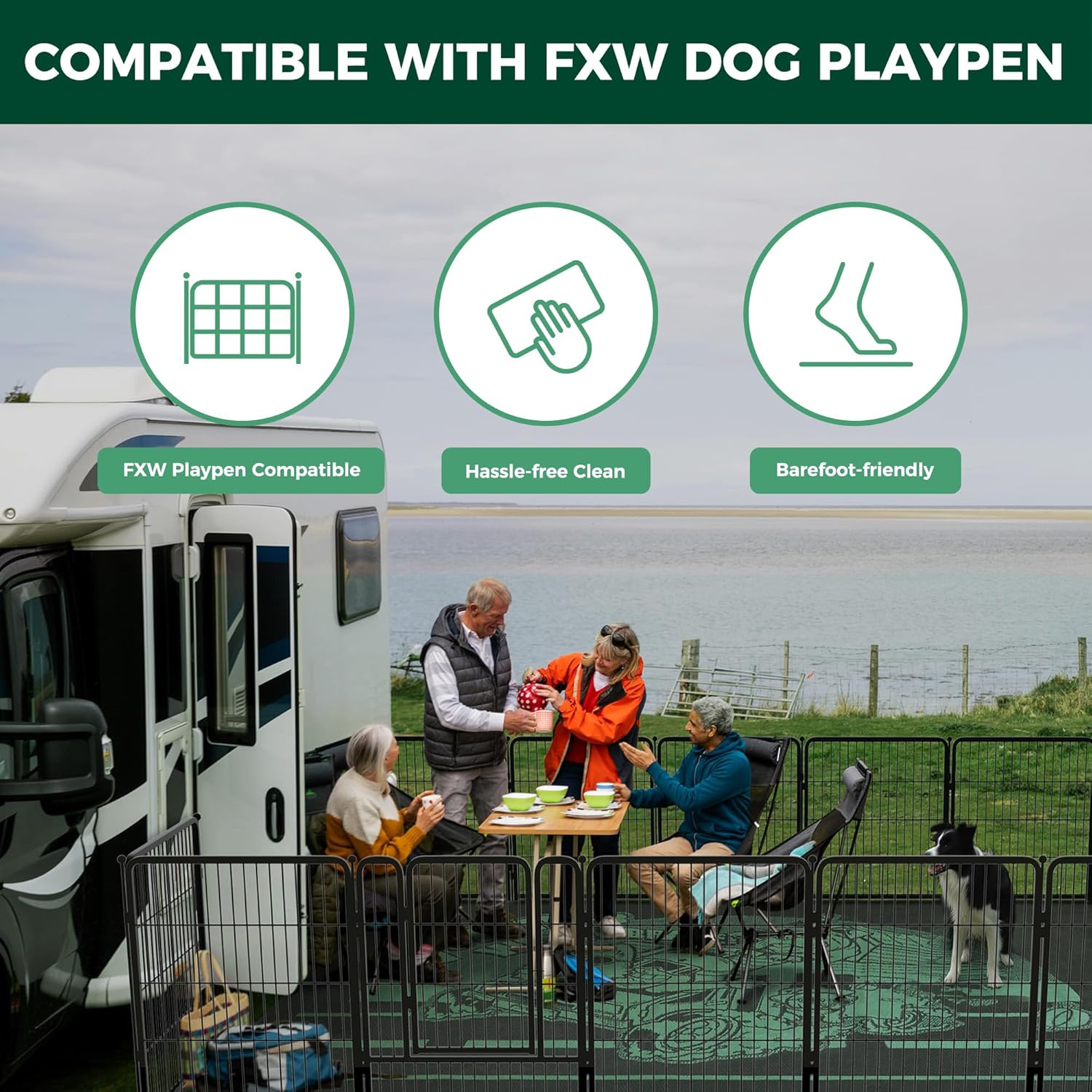 Let's ROLL RV Rug - Durable & Washable Pet-Friendly Floor Mat for RV Travel and Camping with Dogs | Perfect for Outdoor Adventures, Road Trips, and Cozy Cabin Living