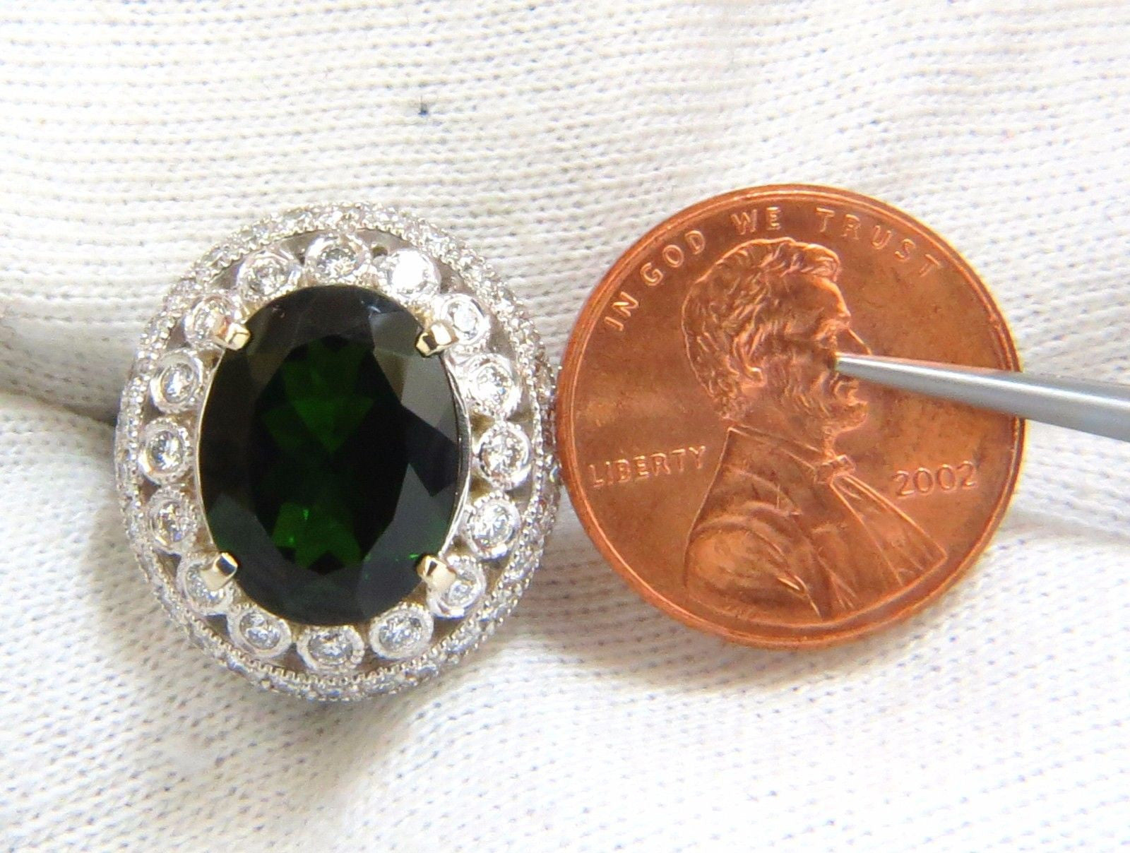 6.71CT GIA Certified Natural Vivid Green Diopside Halo Diamond Ring in 14K Gold - Elegant Engagement, Wedding & Anniversary Jewelry Gift for Women