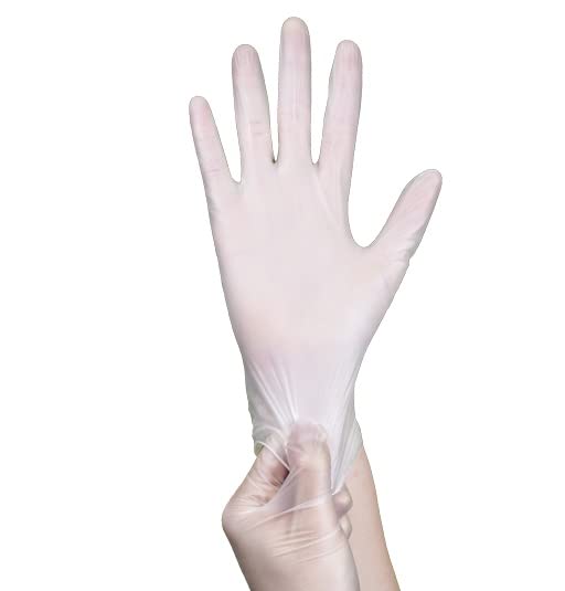 **Powder-Free Vinyl Examination Gloves - Smooth, Latex-Free, Non-Sterile, Allergy-Free, Medium Size (100 Pack) - Ideal for Medical, Dental, Cleaning & Food Handling**