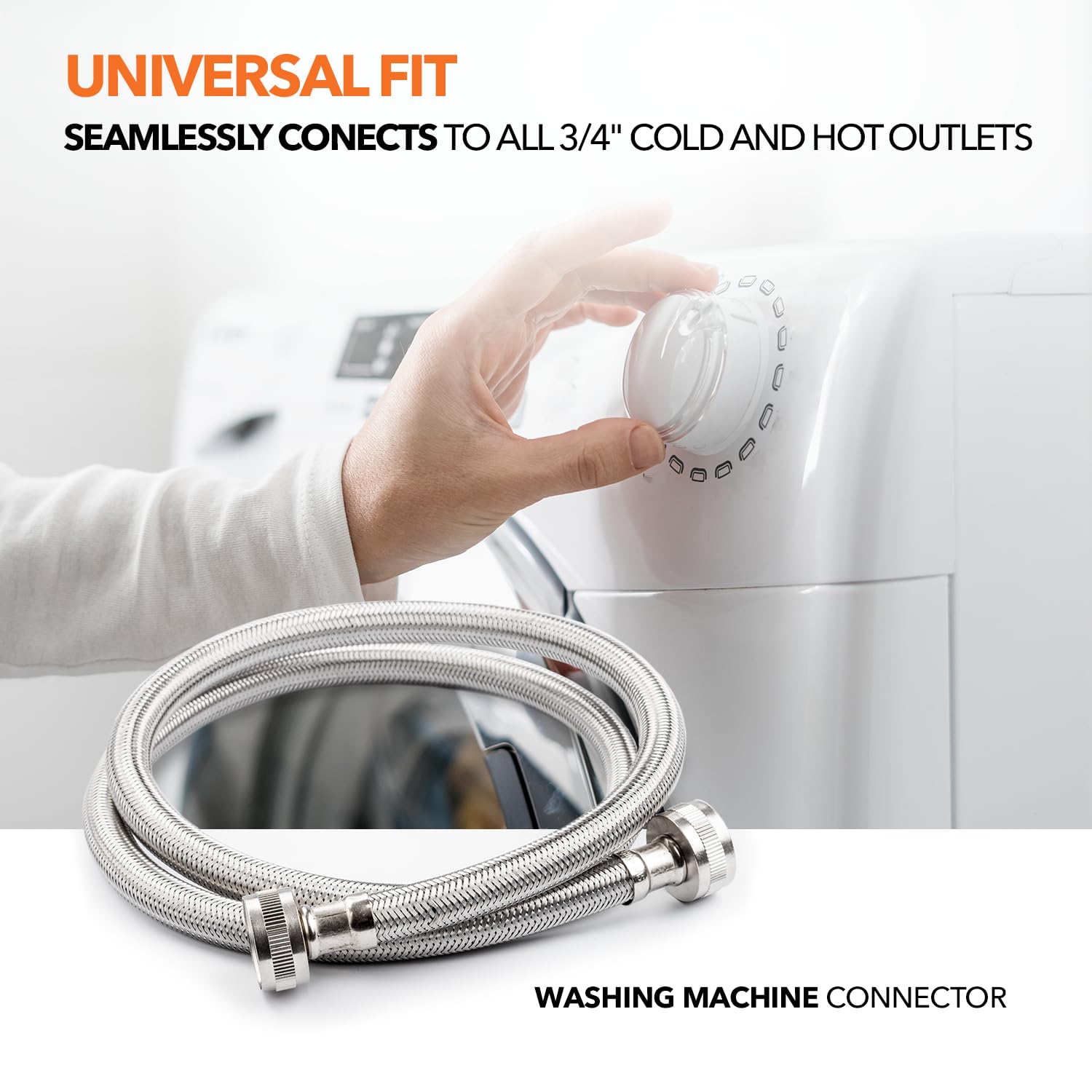 Stainless Steel Washing Machine Hose - Heavy Duty, Burst-Proof - for Laundry & Appliances