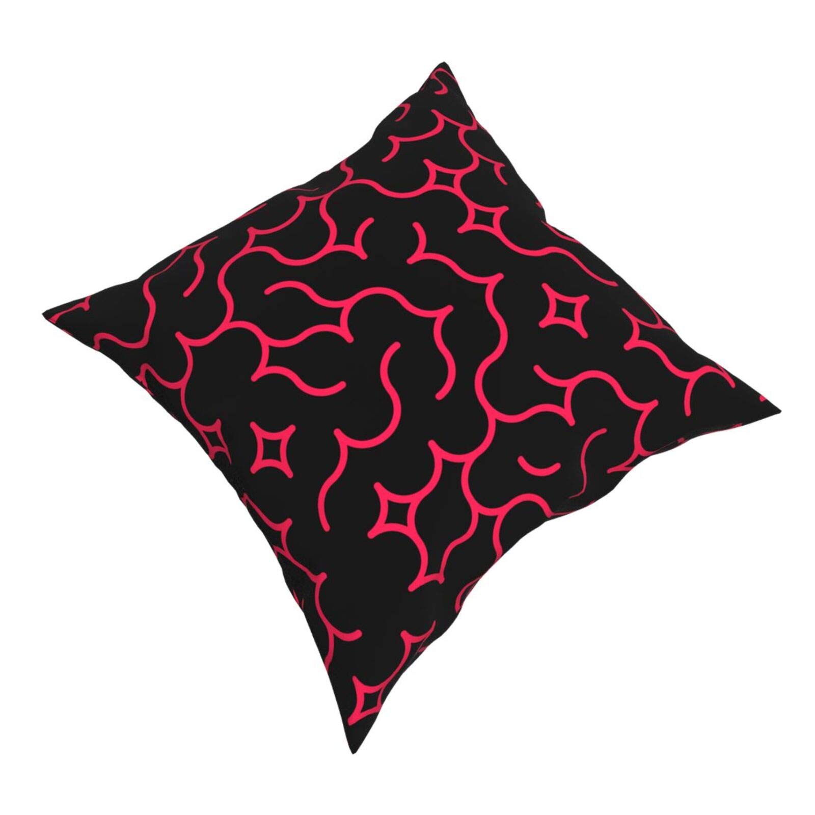 Black and Pink Random Arc Pattern Pillow Covers 12x12 Inch - Modern Decorative Throw Pillow Cases for Sofa, Bed, Couch & Car - Perfect for Home Decor, Outdoor Patio & Interior Design