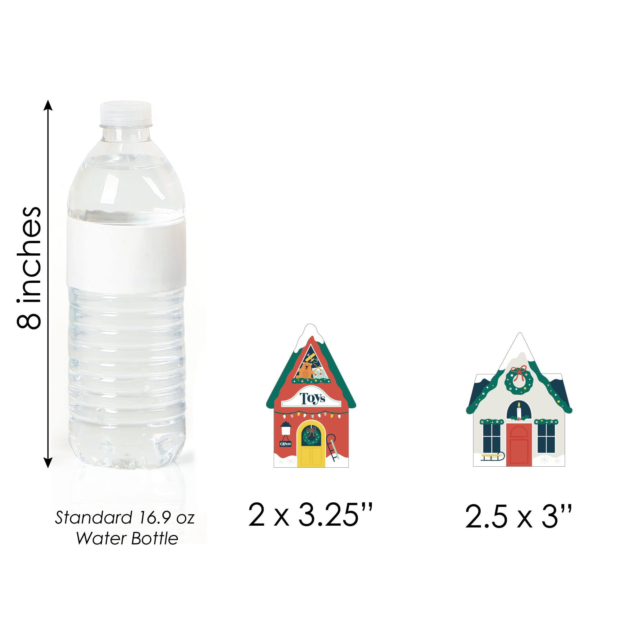 Big Dot of Happiness Christmas Village DIY Holiday Winter Houses Cut-Outs - 24 Count for Home Decor, Party Favors & Seasonal Crafts