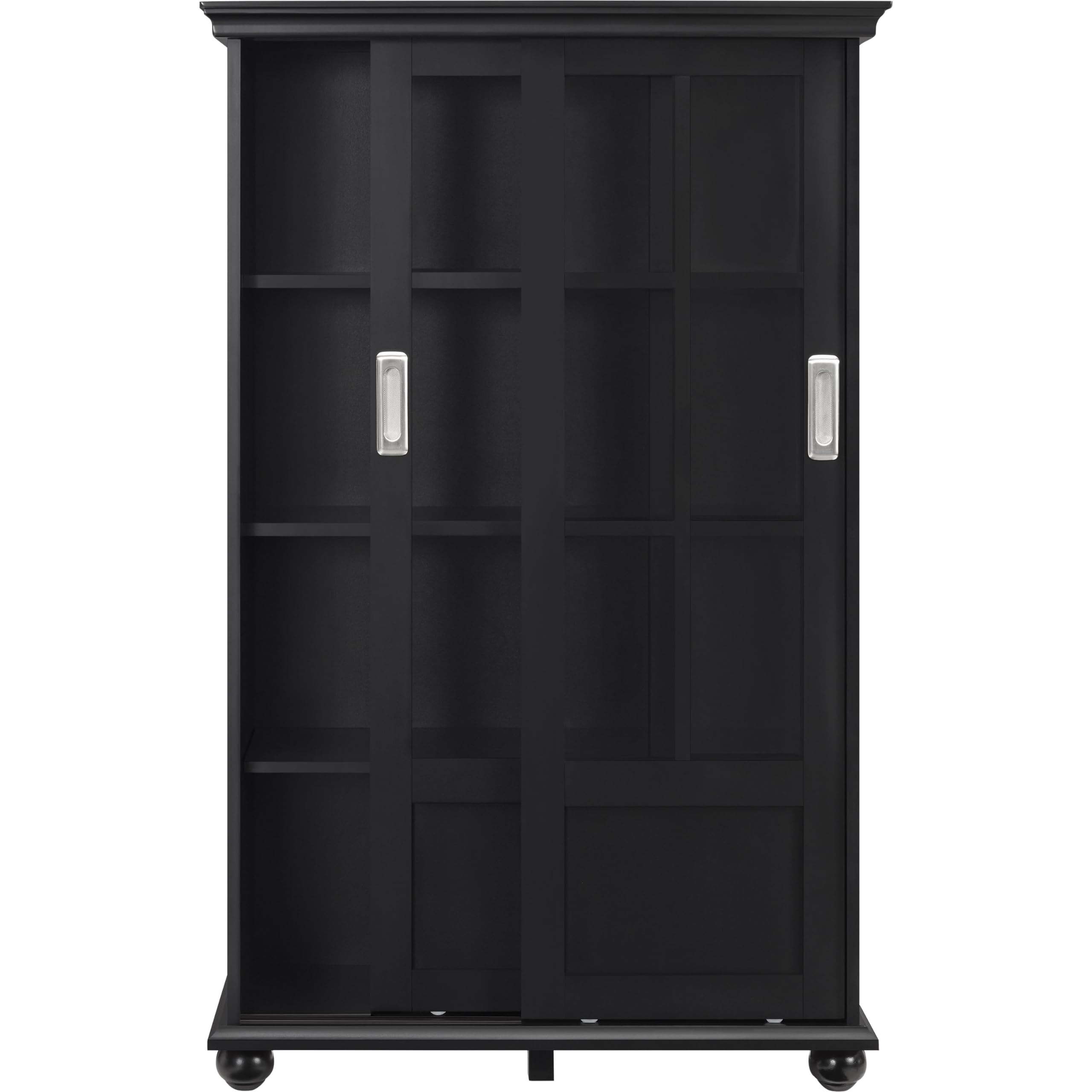 Ameriwood Home Aaron Lane Bookcase with Sliding Glass Doors - Black Wooden Bookshelf for Living Room, Office & Bedroom Storage Organization