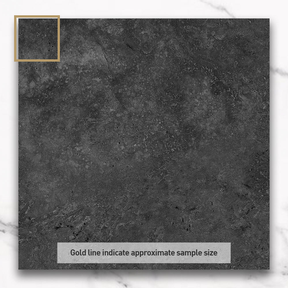 Kronos Charcoal 600x600mm Matt Porcelain Tiles - Travertine Look Floor & Wall Tiles for Bathroom, Kitchen & Living Room