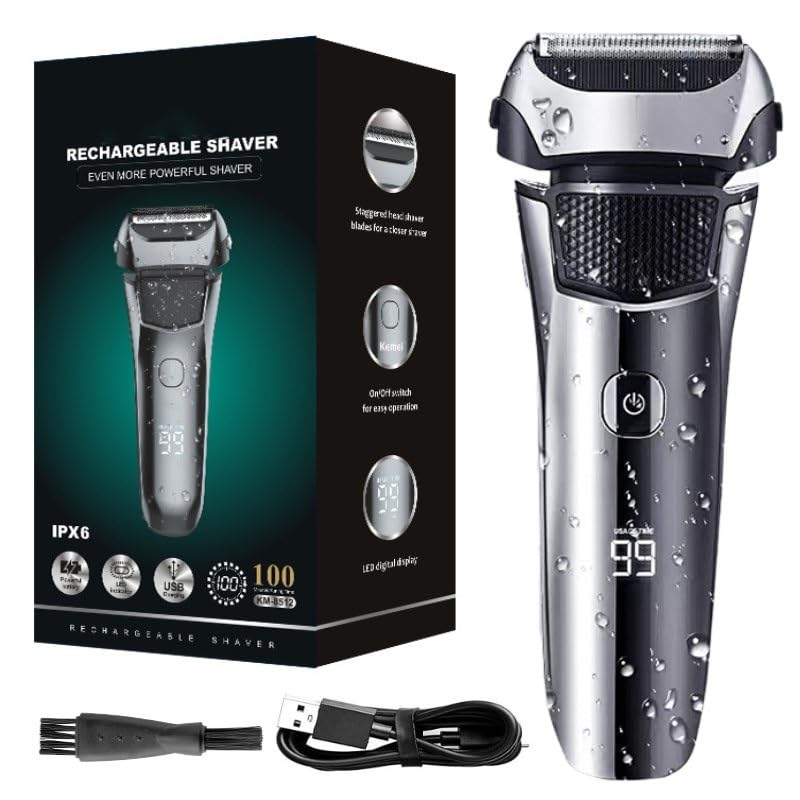Best Electric Razors for Men - Rechargeable Wet & Dry Shaver with LCD Display, 3-Blade Beard Trimmer & Bald Head Shaver - Perfect for Travel, Home & Gym Use