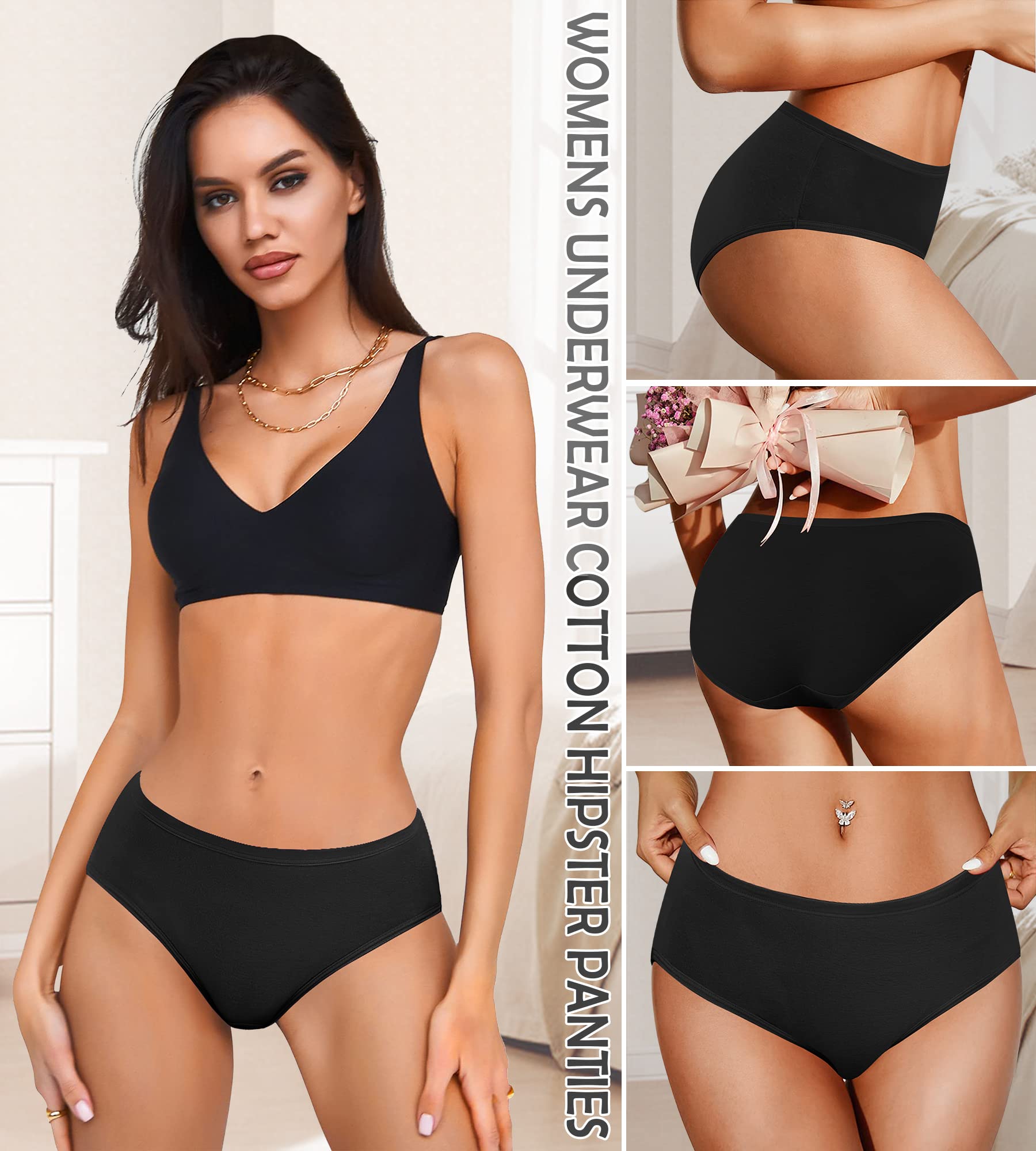 UMMISS Women's No Show Underwear - Cotton Low Rise Breathable Seamless Briefs, Hipster Panties for Everyday Comfort (Regular & Plus Size) | Perfect for Yoga, Workouts & Daily Wear