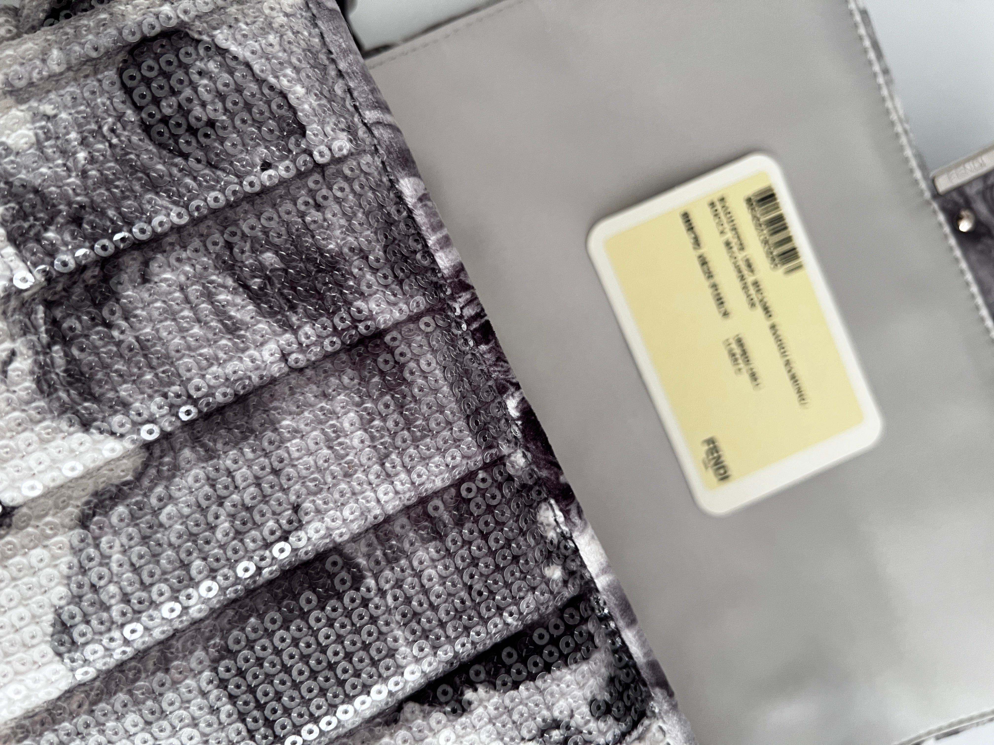 Fendi Marble Print Sequin Magnetic Buckle Baguette Bag - Stylish Clutch for Evening Parties, Weddings & Special Occasions