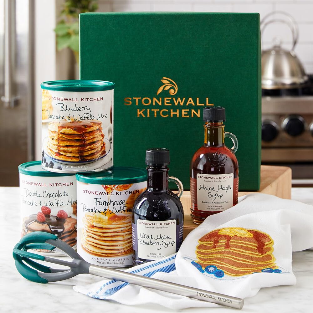 Stonewall Kitchen 7 Piece Signature Pancake Gift Set - Premium Buttermilk Pancake Mix & Syrup Collection - Perfect for Breakfast, Brunch & Holiday Gifting