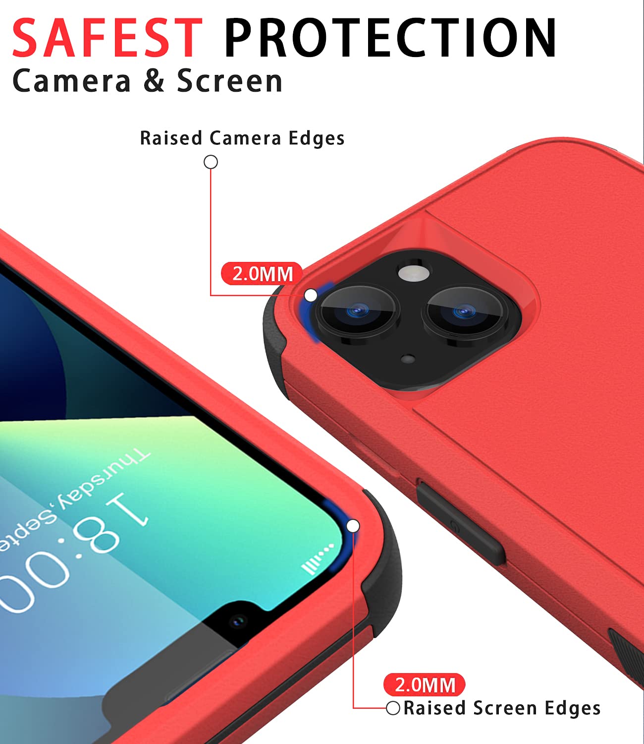 Shockproof Heavy Duty iPhone 13 Case - Drop Proof, Dust Proof Protective Phone Cover for Apple iPhone 13 (Red) | Perfect for Outdoor Adventures, Construction Work & Extreme Sports