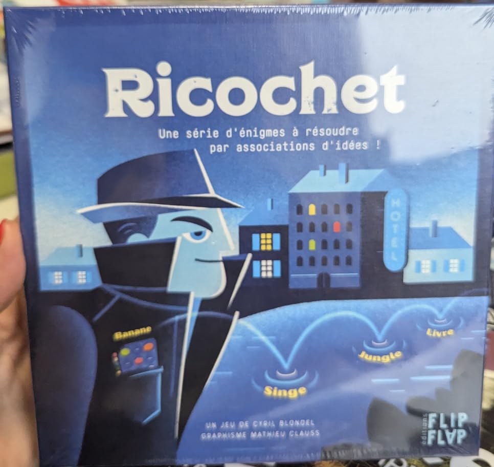 Flip Flap Editions Ricochet 2: The Profile of the Faceless Man - Board Game for Mystery & Deduction - Word Association - Solo or Cooperative Play - 30 Puzzles - Riddles & Rebus - Perfect for Family Game Nights, Brain Teasers, and Detective-Themed Parties