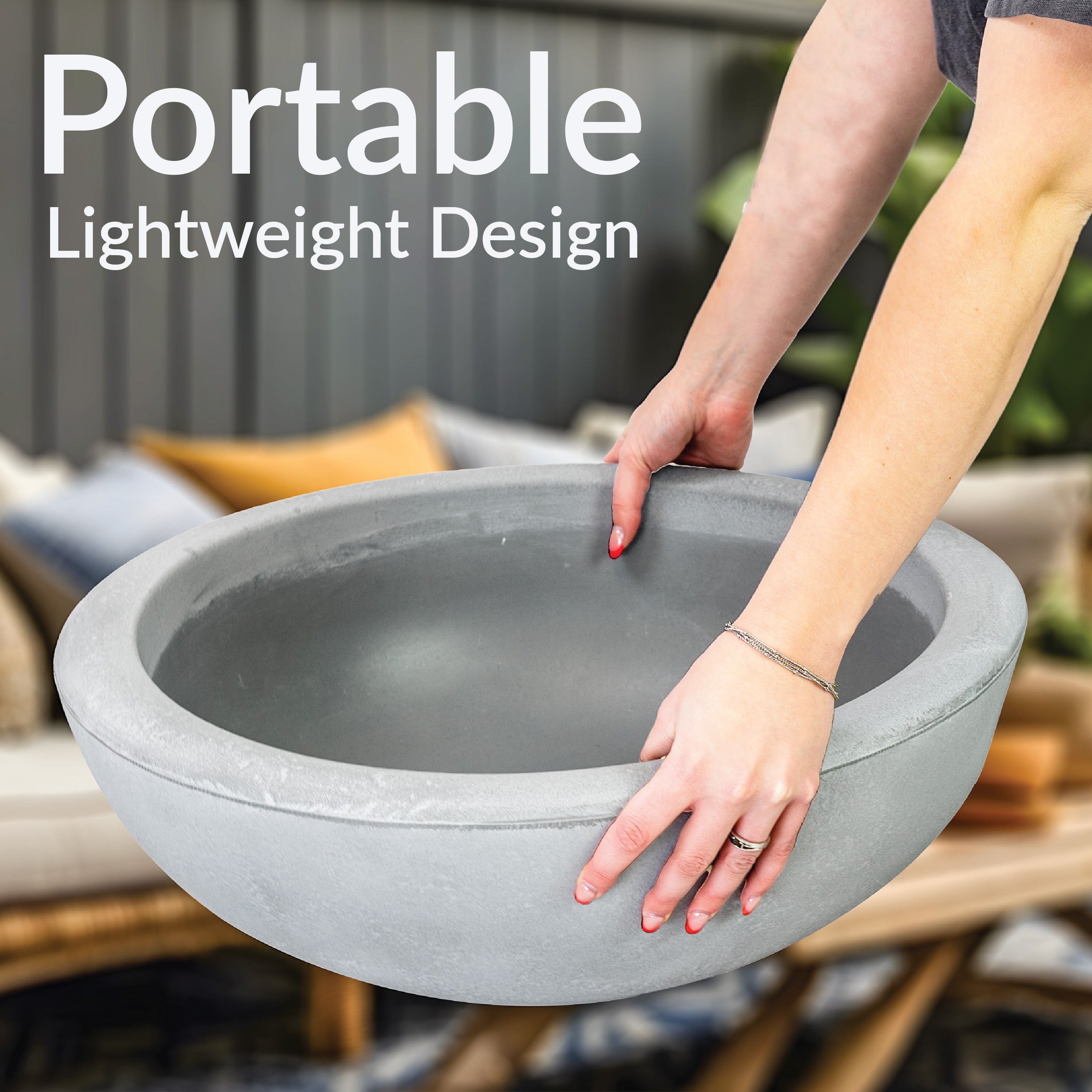 20.75 Inch Sunnydaze Percival Polyresin Outdoor Planter Bowl - Durable Garden Decor for Patio, Porch & Backyard Landscaping