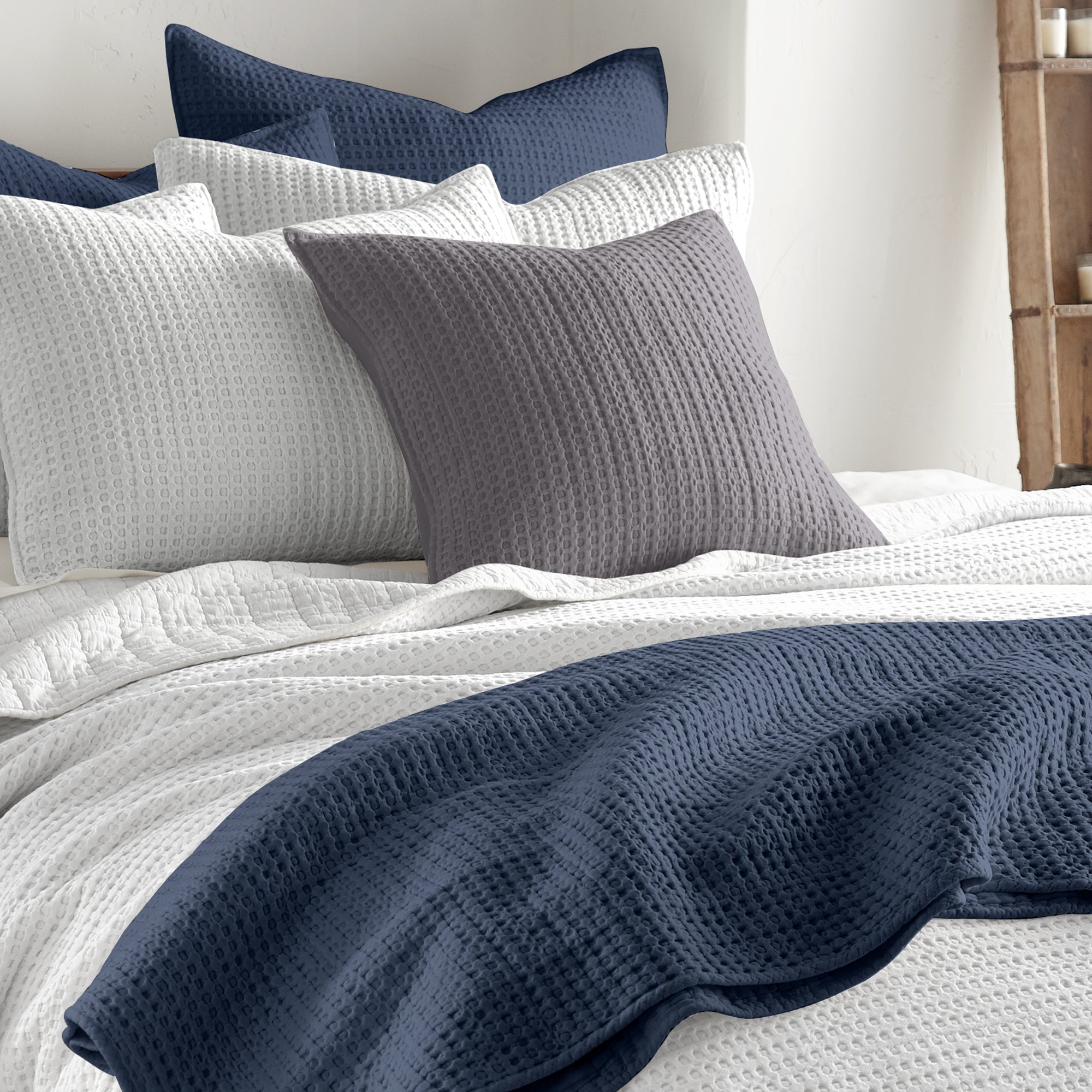 Mills Waffle Square Pillow - Soft & Stylish Decorative Throw Pillow for Couch, Bed, Sofa - Perfect for Living Room, Bedroom & Home Decor