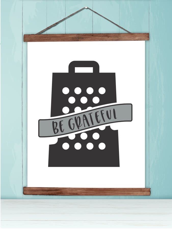 Be Grateful Grater Hanging Canvas Art Print - 23x30 Inch Rustic Kitchen Wall Decor with Scroll Design - Perfect for Farmhouse, Cottage & Modern Kitchen Decorations - Ready to Hang Wall Art for Dining Room & Home Decor