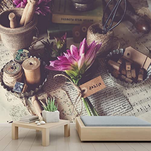 3D Flower Table Peel and Stick Wallpaper - Self-Adhesive PVC Wall Mural for Bedroom & Study Room - 78