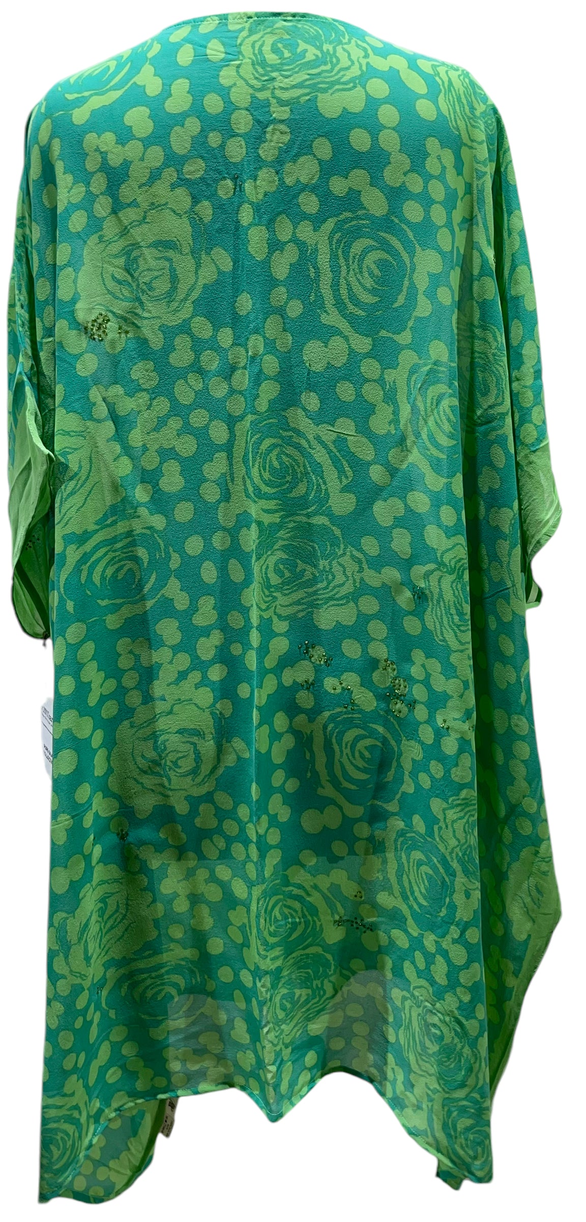 PRG5400 Sheer Avatar Pure Silk Midi Length Kaftan Dress - Elegant Boho Beach Cover Up for Women, Perfect for Vacation, Pool Party & Summer Outings